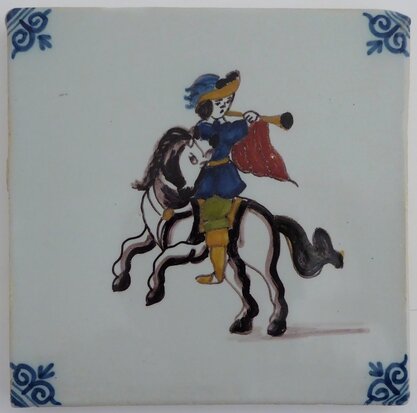 Makkum Tichelaar tile soldier with horse