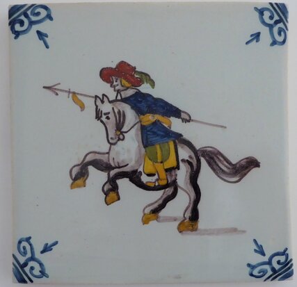 Makkum Tichelaar tile soldier with horse