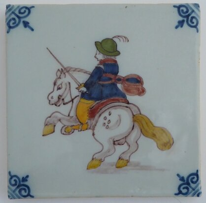 Makkum Tichelaar tile soldier with horse