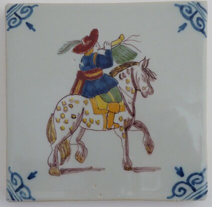 Makkum Tichelaar tile soldier with horse