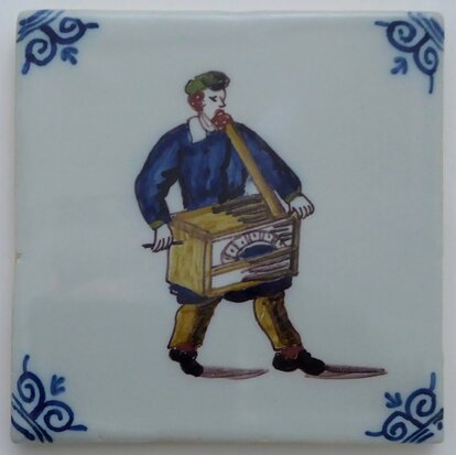 Makkum Tichelaar tile barrel organ man