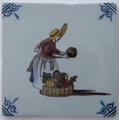 Makkum Tichelaar tile vegetable saleswoman