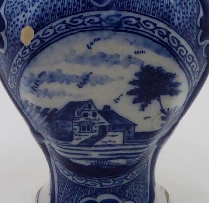 Antique Delft blue vase with lid