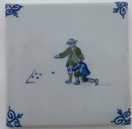 Makkum Tichelaar tile playing children