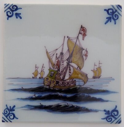 Makkum Tichelaar tile ship