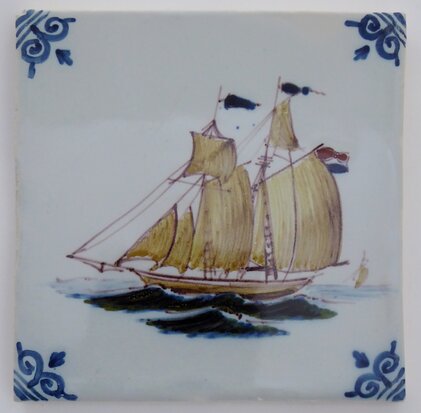 Makkum Tichelaar tile ship