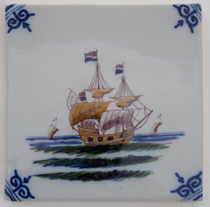 Makkum Tichelaar tile ship