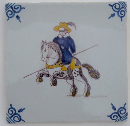 Makkum Tichelaar tile soldier with horse