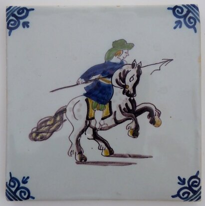 Makkum Tichelaar tile soldier with horse