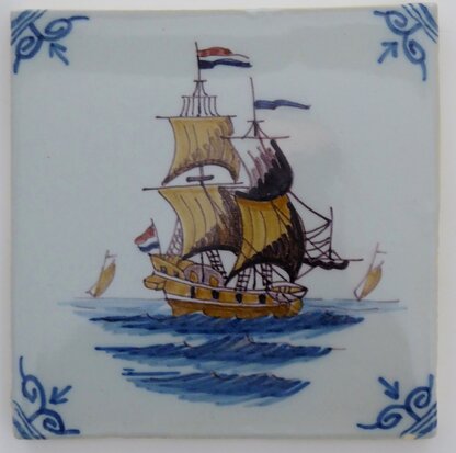 Makkum Tichelaar tile ship