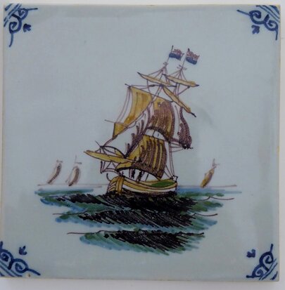 Makkum Tichelaar tile ship