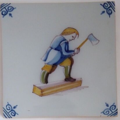 Makkum Tichelaar tile woodcutter