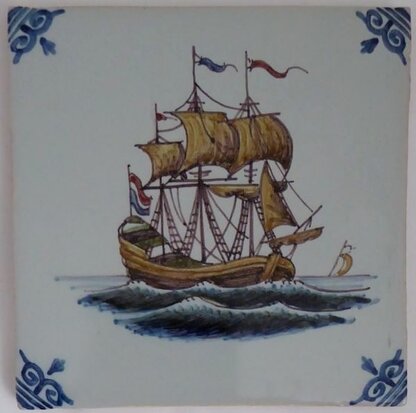 Makkum Tichelaar tile ship