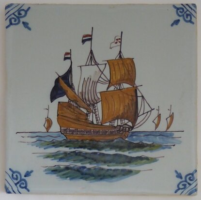 Makkum Tichelaar tile ship