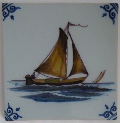 Makkum Tichelaar tile ship