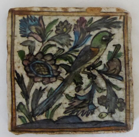 Persian Qajar tile with bird