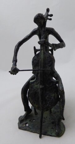 Bronze sculpture of a cello player