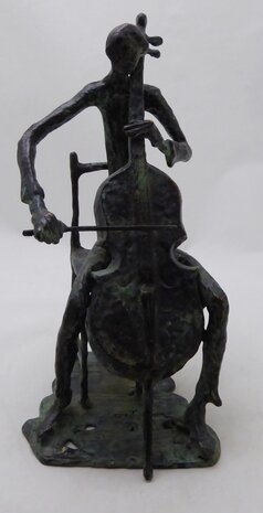 Bronze sculpture of a cello player