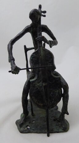 Bronze sculpture of a cello player