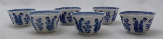 Antique sake cups with geisha ladies